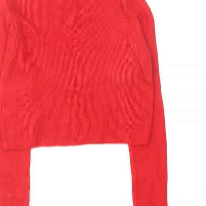 Topshop Womens Red Round Neck Viscose Pullover Jumper Size 8