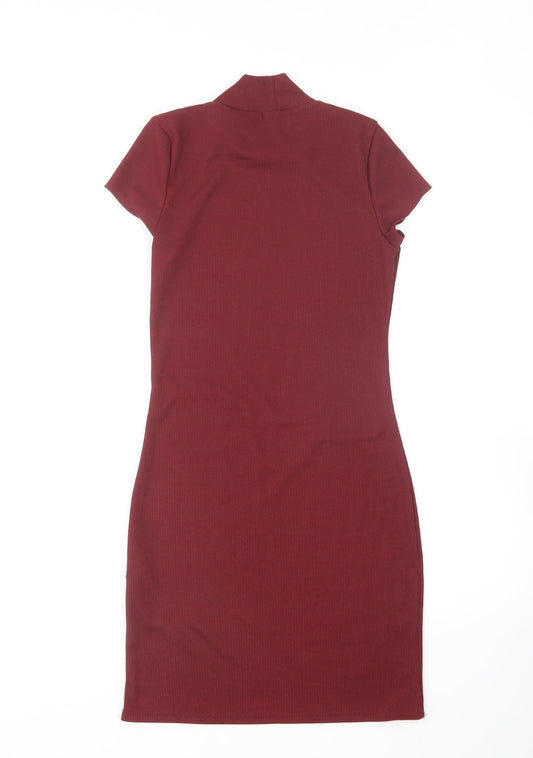 Boohoo Womens Purple Polyester Bodycon Size 8 Crew Neck