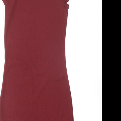 Boohoo Womens Purple Polyester Bodycon Size 8 Crew Neck