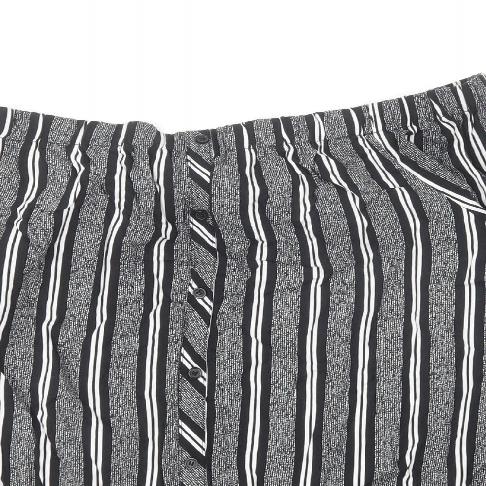 F&F Womens Black Striped Viscose Basic Blouse Size 14 Off the Shoulder