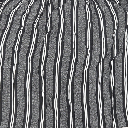 F&F Womens Black Striped Viscose Basic Blouse Size 14 Off the Shoulder
