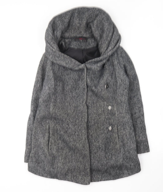 Womens UK Size 10 New Look Grey Overcoat