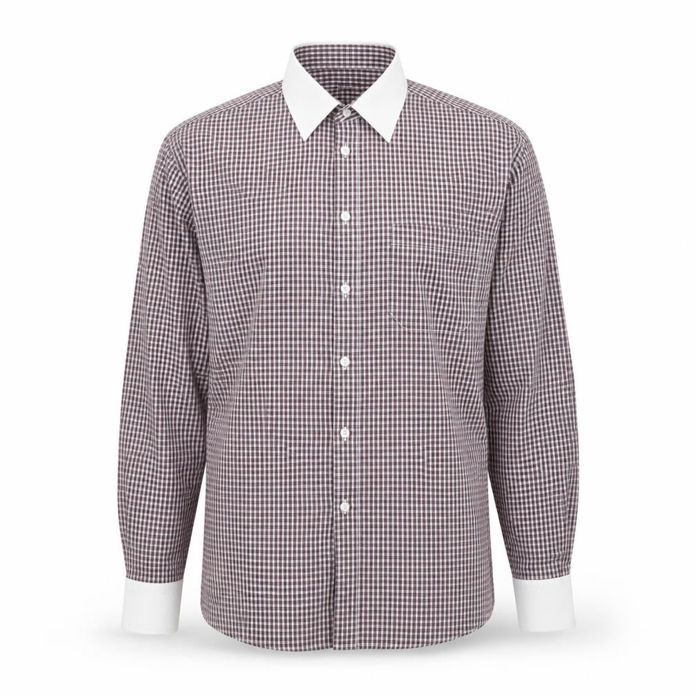 Mens UK Size 15.5 B&W Purple  Button-Up Long Sleeve Casual Shirt