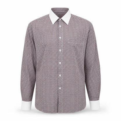 Mens UK Size 15.5 B&W Purple  Button-Up Long Sleeve Casual Shirt