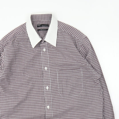 B&W Mens Purple Check Cotton Button-Up Size 15.5 Collared