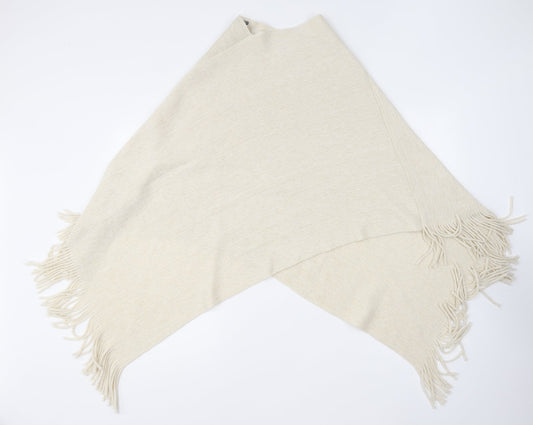 F&F Womens Beige Round Neck Acrylic Cape Jumper One Size