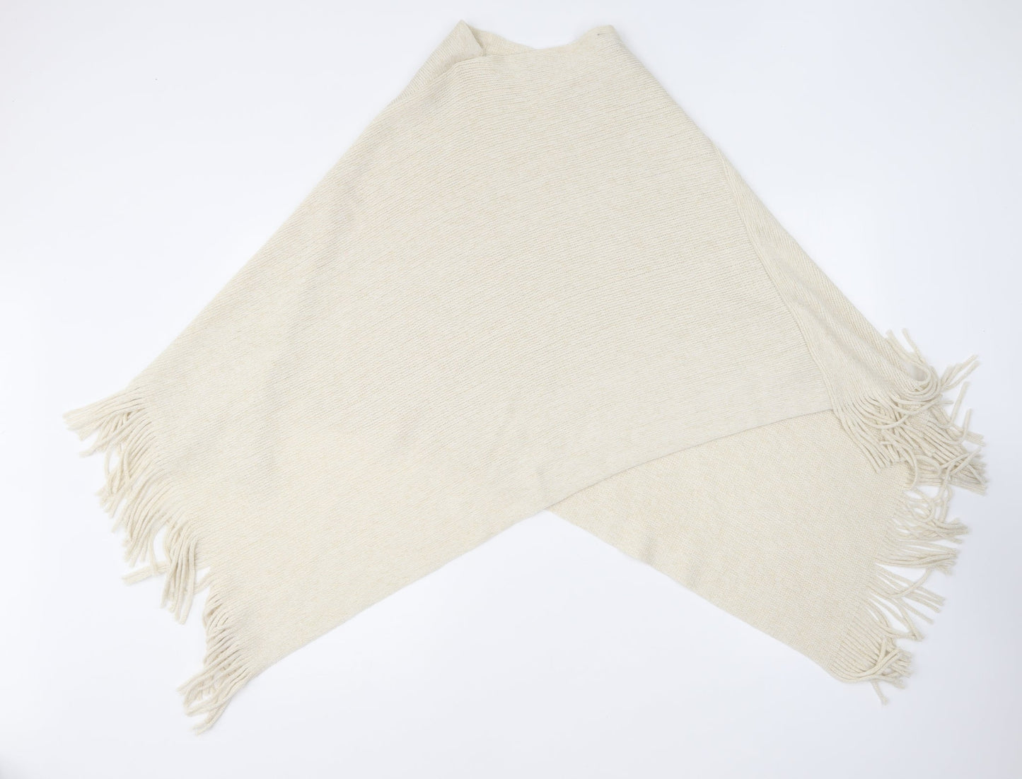 F&F Womens Beige Round Neck Acrylic Cape Jumper One Size