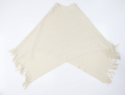 F&F Womens Beige Round Neck Acrylic Cape Jumper One Size