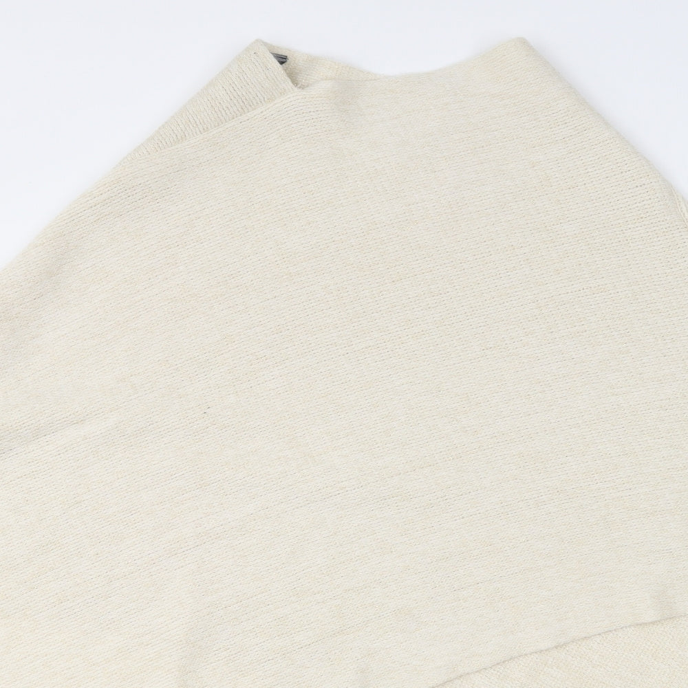 F&F Womens Beige Round Neck Acrylic Cape Jumper One Size