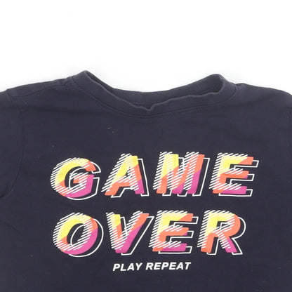 Primark Boys Blue Cotton Basic T-Shirt Size 3-4 Years Round Neck - Game Over