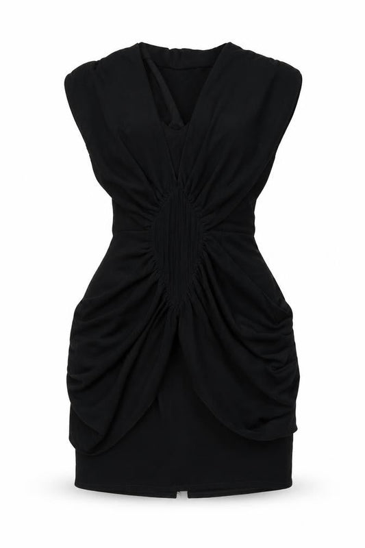 Du-Dee Womens Black Polyester Fit & Flare Size S Round Neck