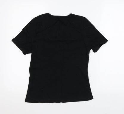 Womens UK Size 14 Preworn Black Basic T-Shirt