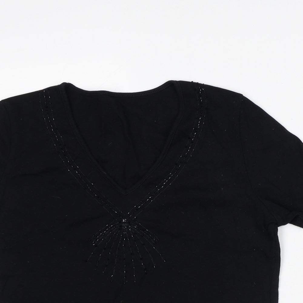 Womens UK Size 14 Preworn Black Basic T-Shirt