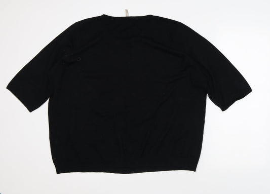 Anthology Womens Black Round Neck Viscose Pullover Jumper Size L
