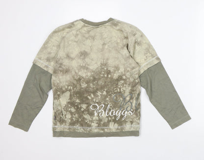 Joe Bloggs Boys Green Geometric Cotton Pullover Sweatshirt Size 9-10 Years - Skull