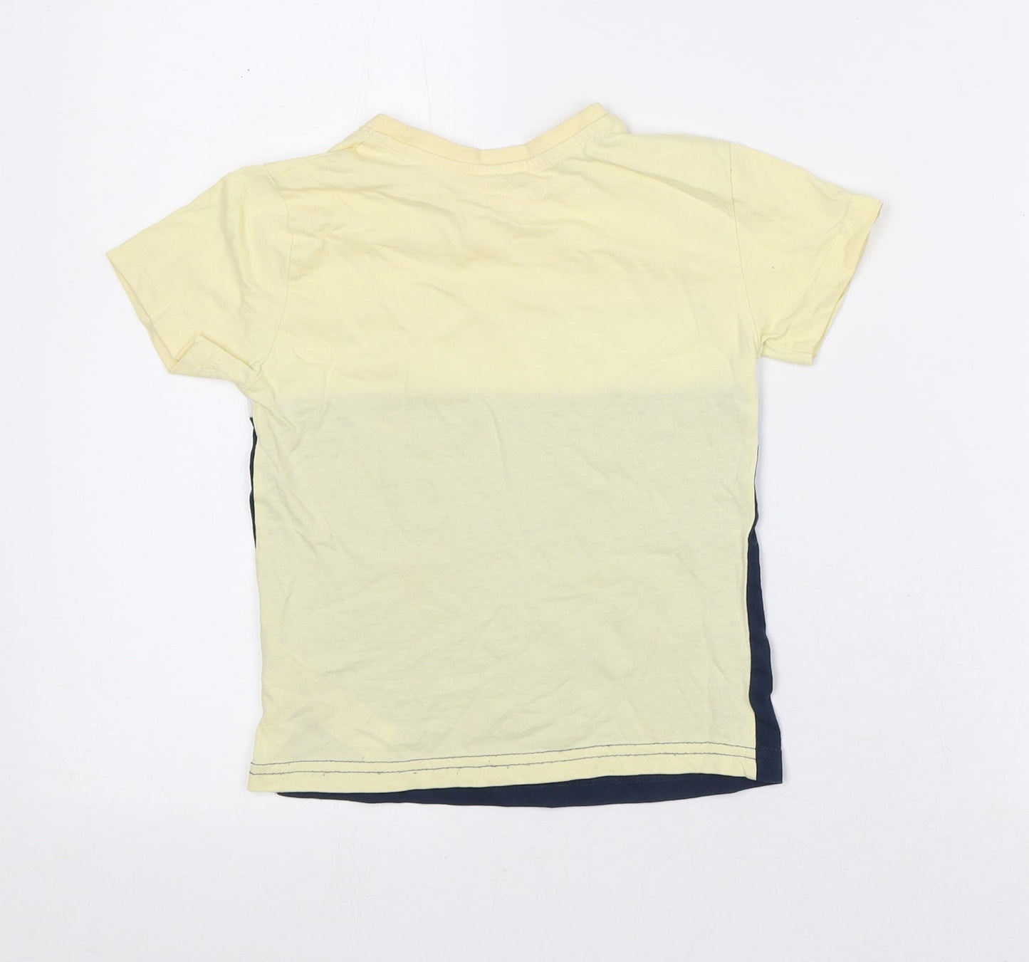 Primark Girls Yellow Striped Cotton Basic T-Shirt Size 4-5 Years Crew Neck