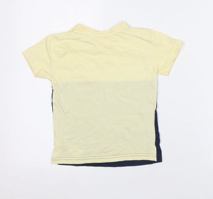 Primark Girls Yellow Striped Cotton Basic T-Shirt Size 4-5 Years Crew Neck