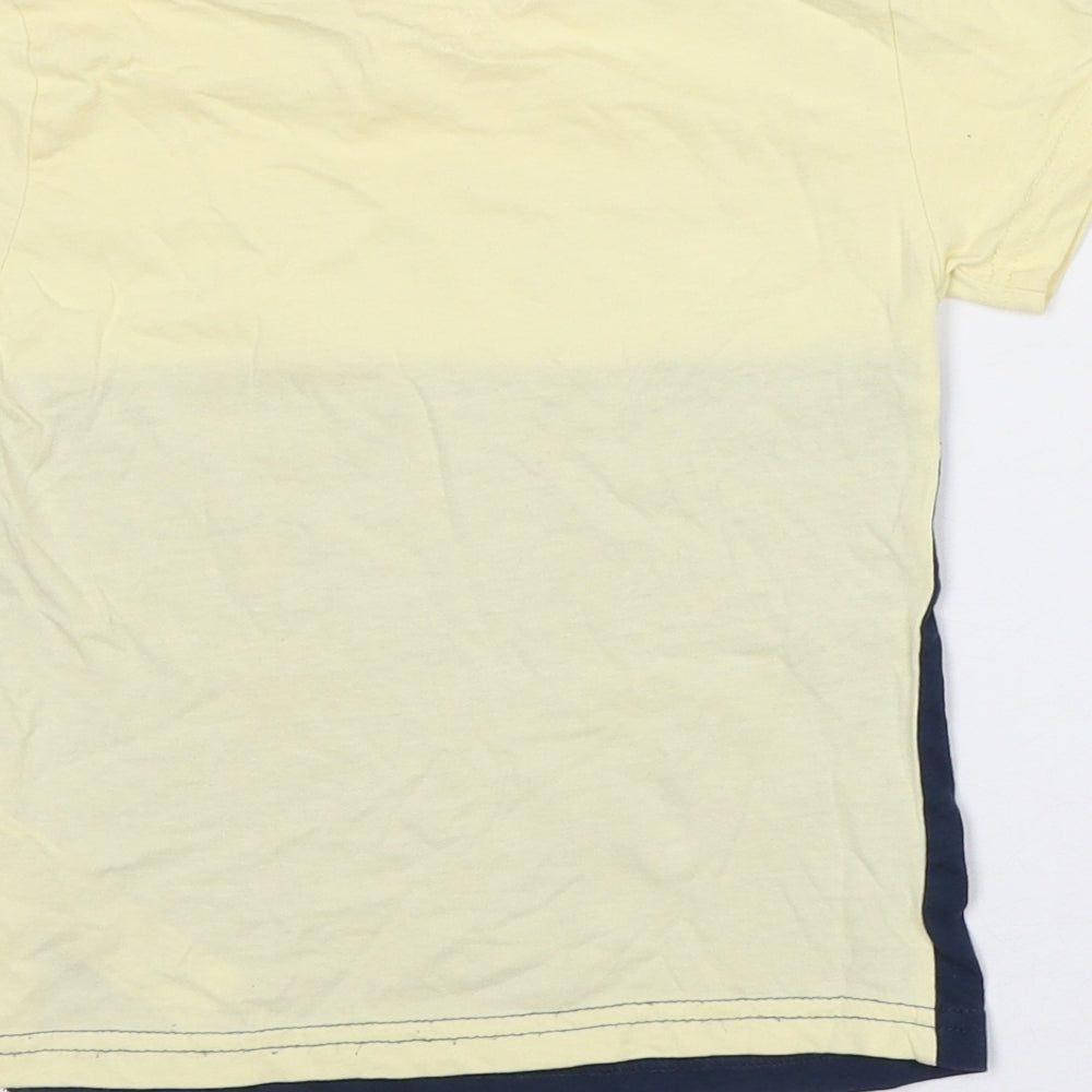 Primark Girls Yellow Striped Cotton Basic T-Shirt Size 4-5 Years Crew Neck