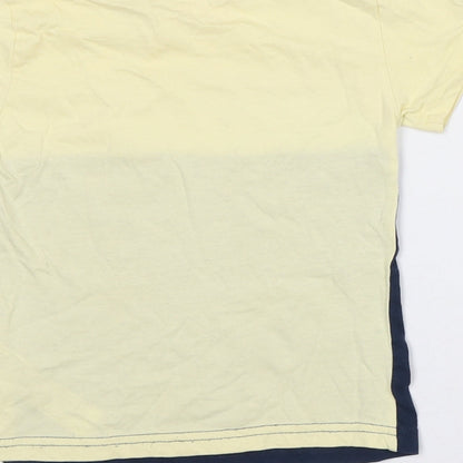 Primark Girls Yellow Striped Cotton Basic T-Shirt Size 4-5 Years Crew Neck