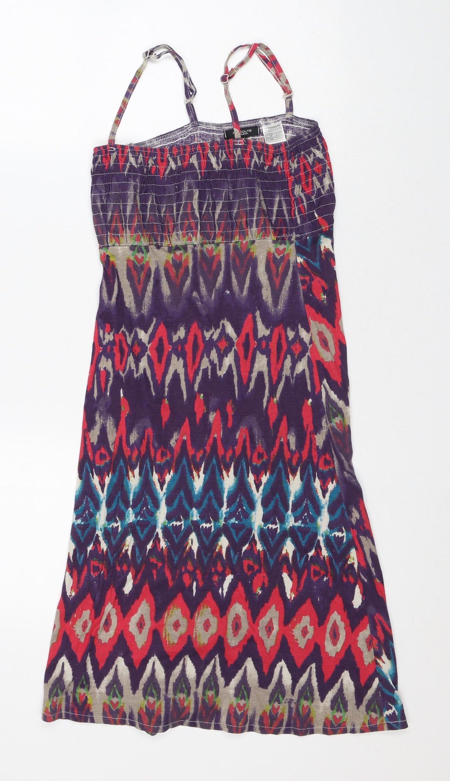 La Redoute Womens Multicoloured Geometric Cotton A-Line Size 6 Square Neck - Tie-dye