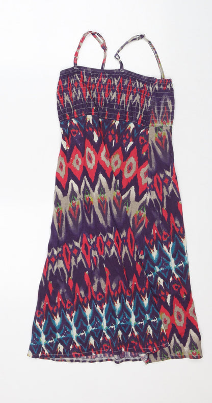 La Redoute Womens Multicoloured Geometric Cotton A-Line Size 6 Square Neck - Tie-dye