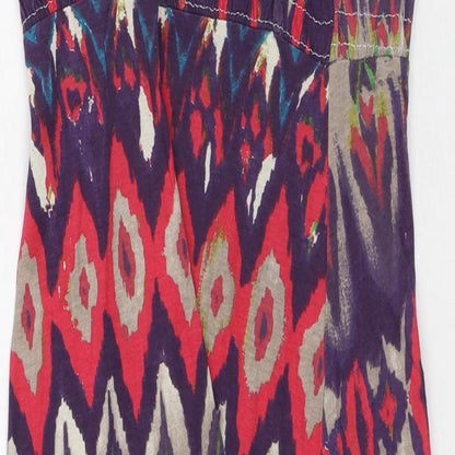 La Redoute Womens Multicoloured Geometric Cotton A-Line Size 6 Square Neck - Tie-dye