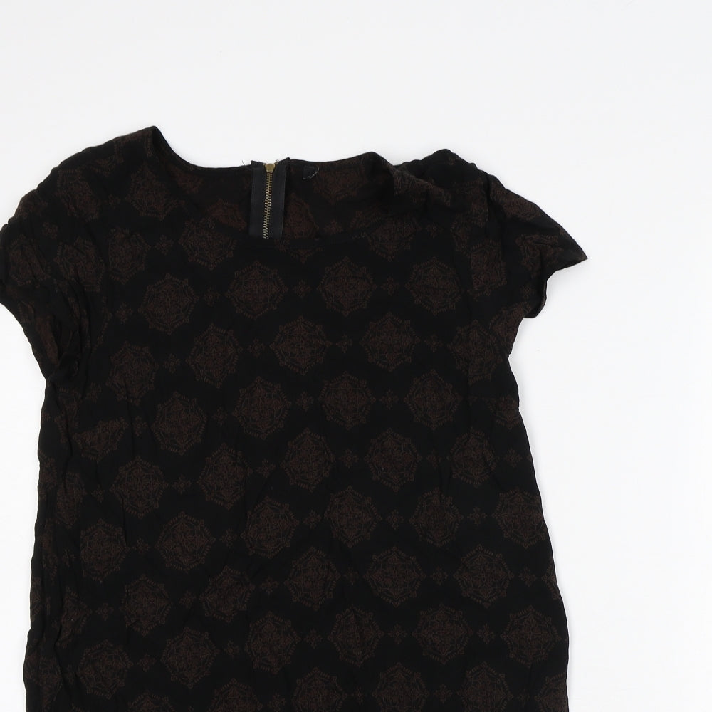 Womens UK Size M Preworn Black Tunic T-Shirt