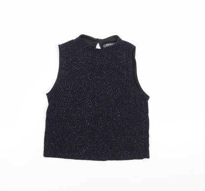 Primark Girls Blue Nylon Jersey Tank Size 10-11 Years Mock Neck Pullover