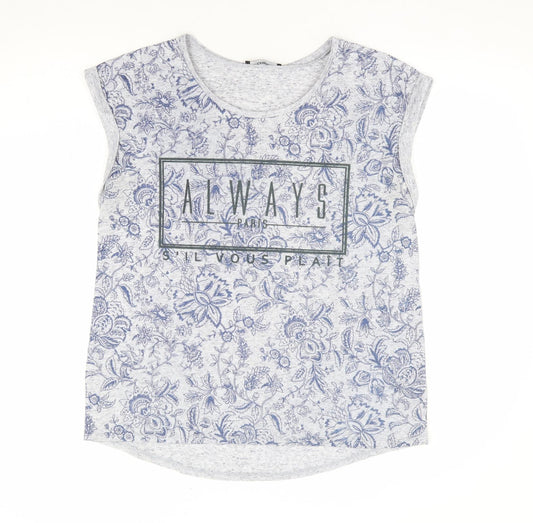 George Womens Blue Floral Polyester Jersey Tank Size 14 Round Neck