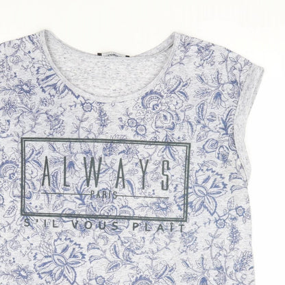 George Womens Blue Floral Polyester Jersey Tank Size 14 Round Neck