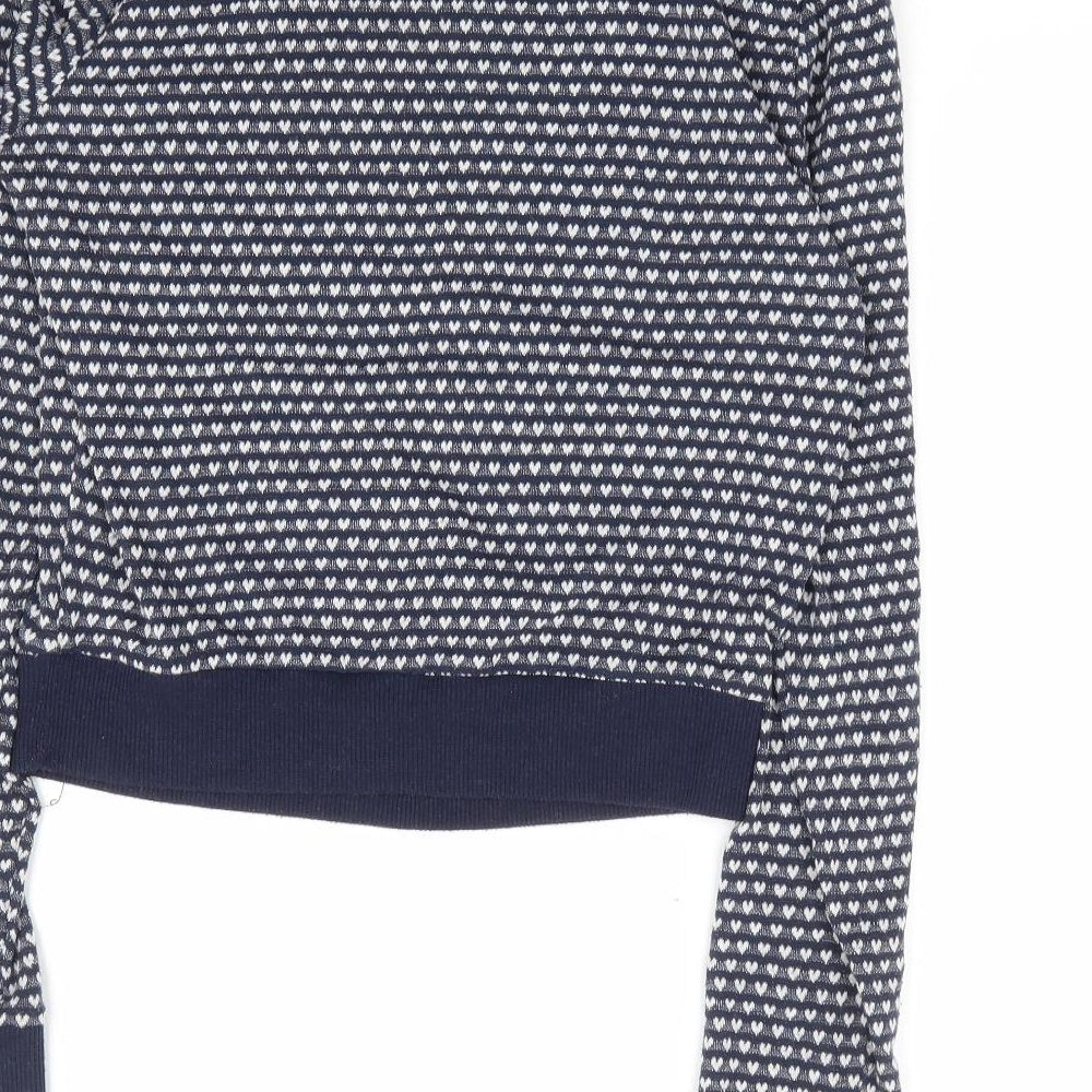 Neon Rose Womens Blue Round Neck Geometric Polyester Pullover Jumper Size 10 - Heart