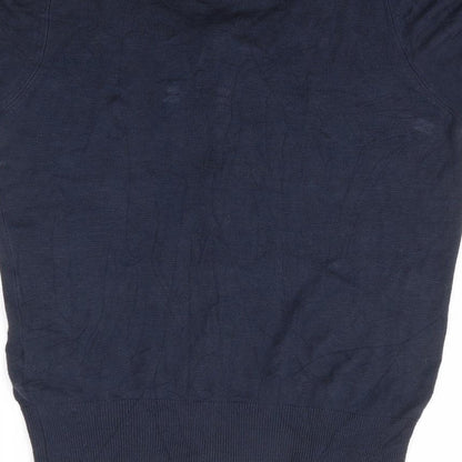 Saoked Womens Blue Round Neck Polka Dot Viscose Cardigan Jumper Size M