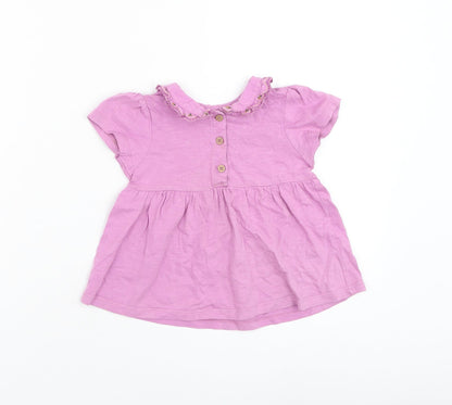 NEXT Girls Purple Cotton Basic T-Shirt Size 18-24 Months Round Neck Pullover