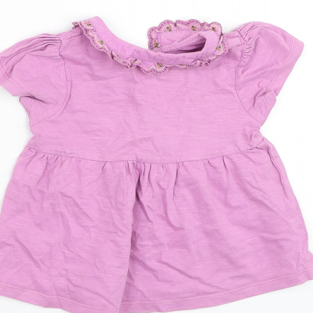 NEXT Girls Purple Cotton Basic T-Shirt Size 18-24 Months Round Neck Pullover