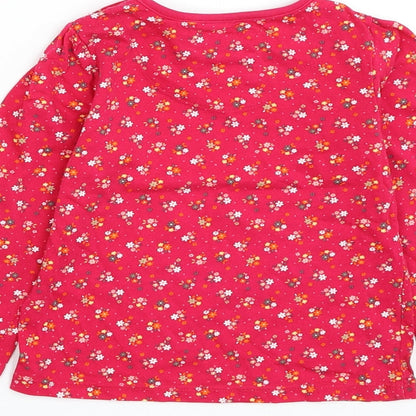TU Girls Pink Floral Cotton Basic T-Shirt Size 18-24 Months Round Neck Pullover