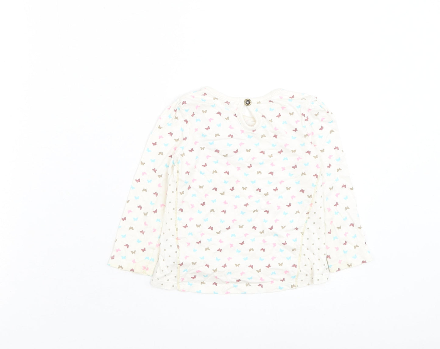 TU Girls White Floral Cotton Basic T-Shirt Size 12-18 Months Round Neck Pullover