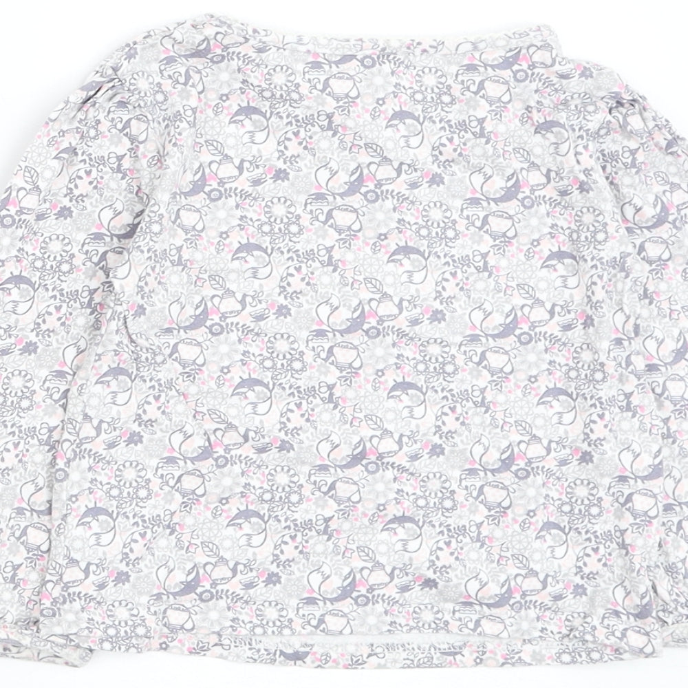 George Girls White Floral Cotton Basic T-Shirt Size 18-24 Months Round Neck Pullover