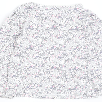 George Girls White Floral Cotton Basic T-Shirt Size 18-24 Months Round Neck Pullover