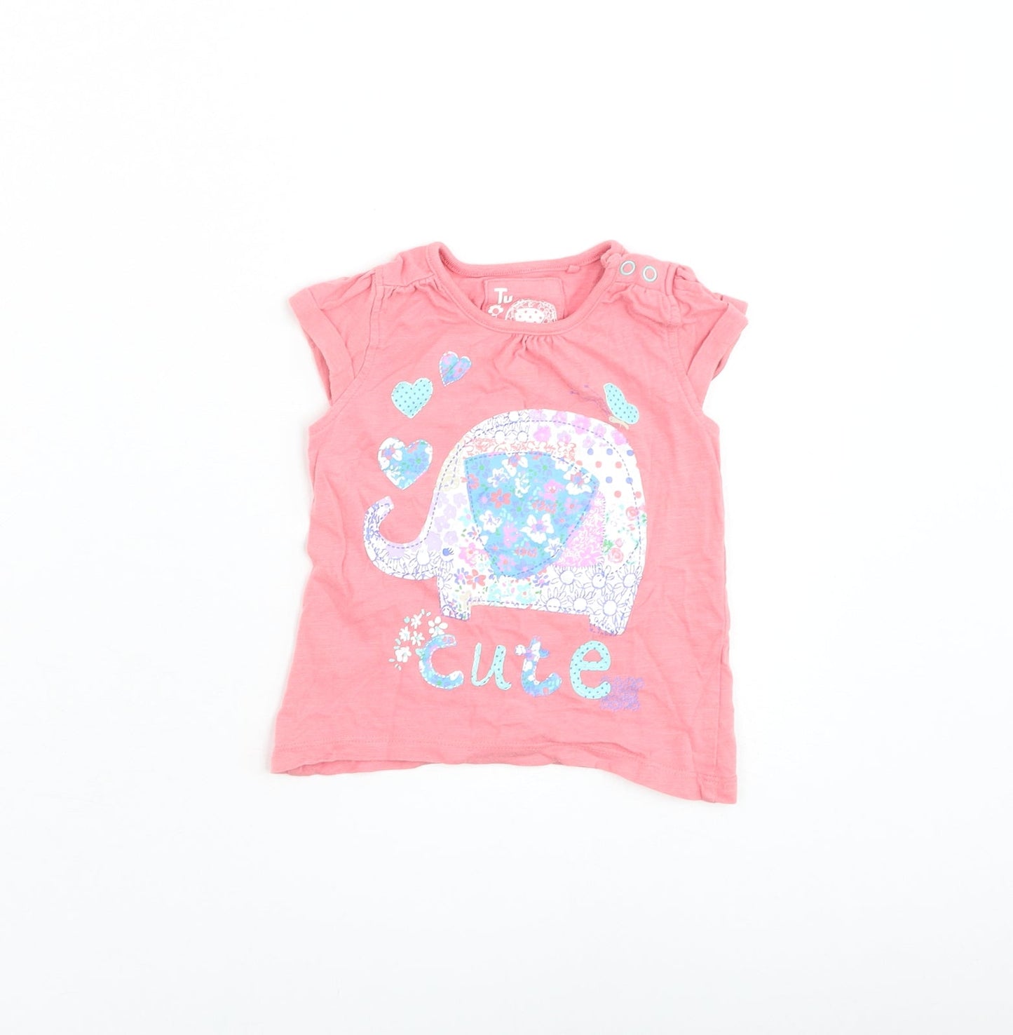 TU Girls Pink Cotton Basic Tank Size 9-12 Months Round Neck Pullover - Elephant