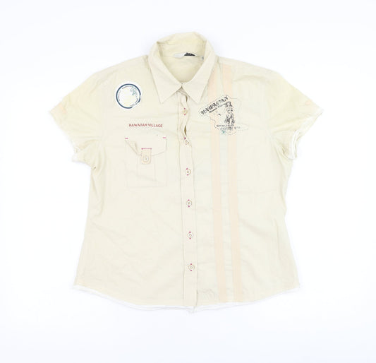 Womens UK Size 14 NEXT Beige Basic Button-Up