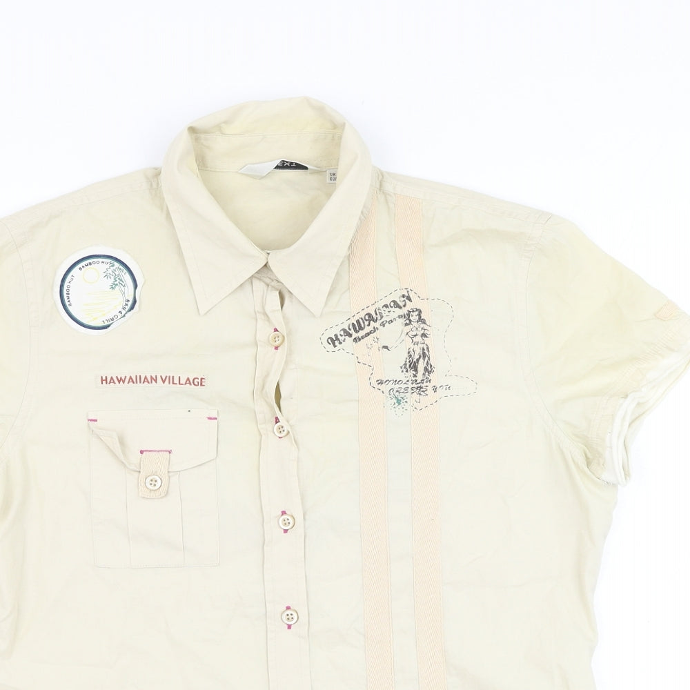 Womens UK Size 14 NEXT Beige Basic Button-Up