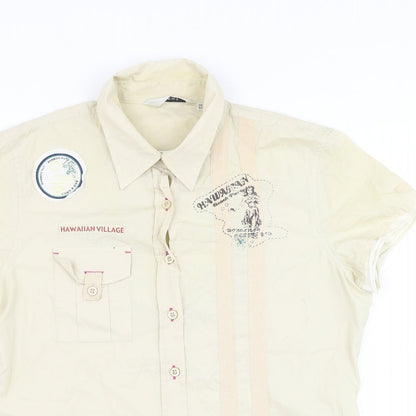 Womens UK Size 14 NEXT Beige Basic Button-Up