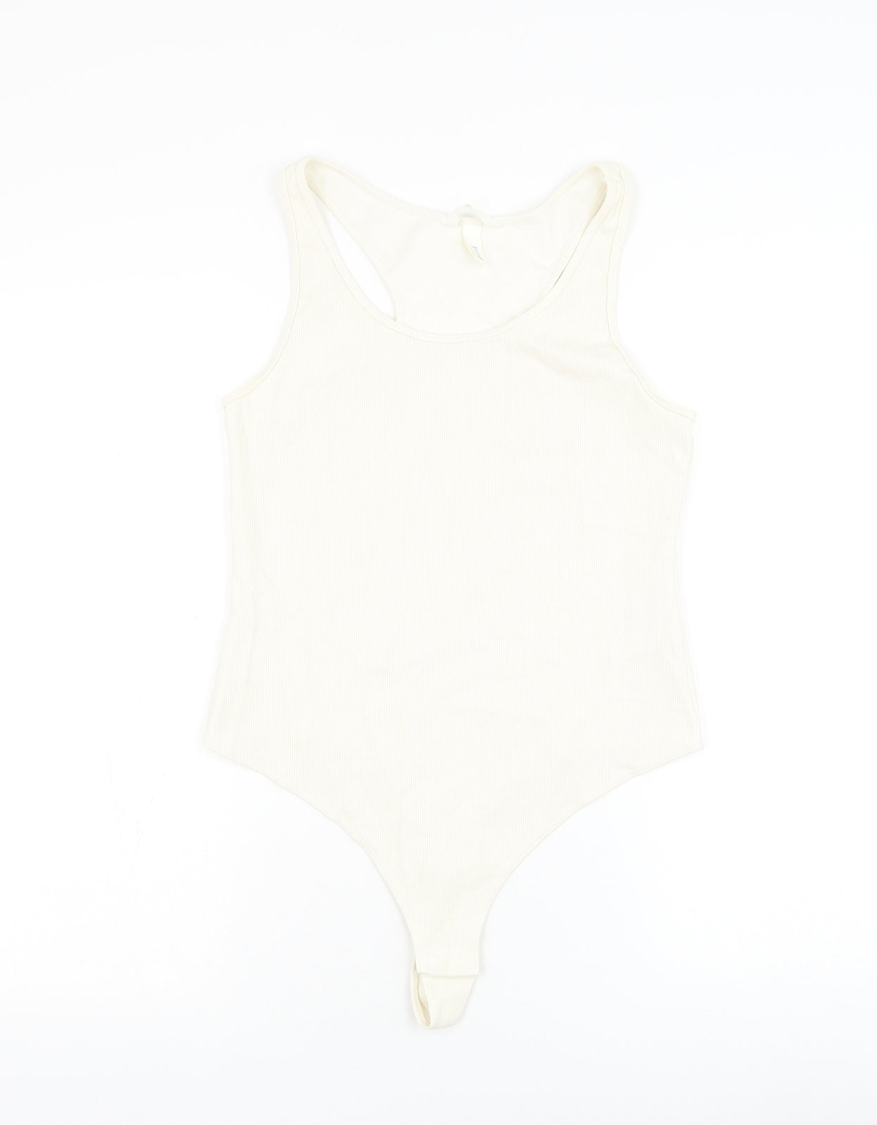 H&M Womens White Cotton Bodysuit One-Piece Size M Hook & Loop