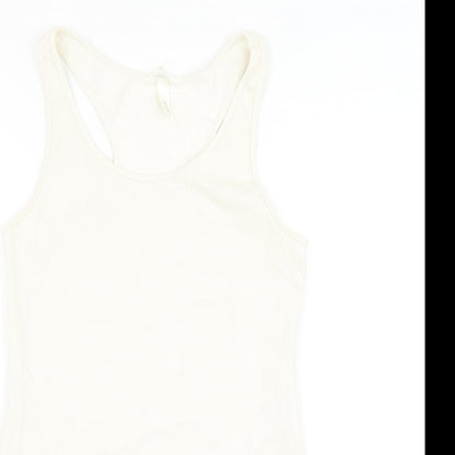 H&M Womens White Cotton Bodysuit One-Piece Size M Hook & Loop