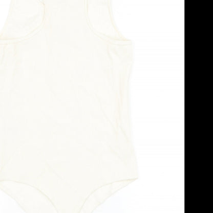 H&M Womens White Cotton Bodysuit One-Piece Size M Hook & Loop