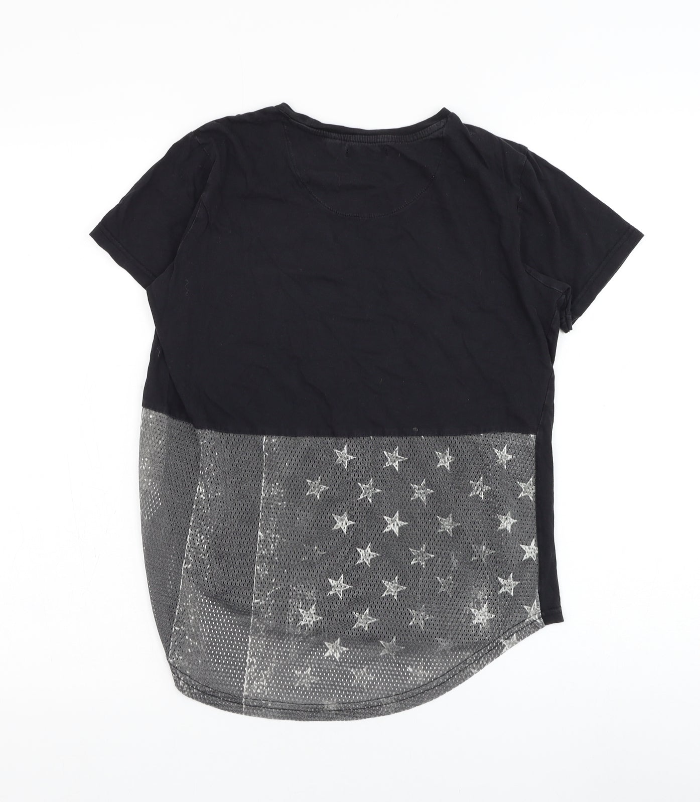 Brave Soul Boys Black Cotton Basic T-Shirt Size 11-12 Years Round Neck Pullover - American flag