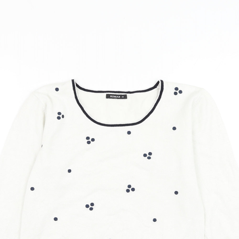 Roman Womens White Roll Neck Viscose Pullover Jumper Size 10