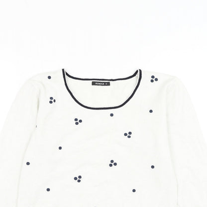 Roman Womens White Roll Neck Viscose Pullover Jumper Size 10