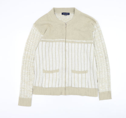 Tom Hagan Mens Brown Round Neck Acrylic Full Zip Jumper Size L