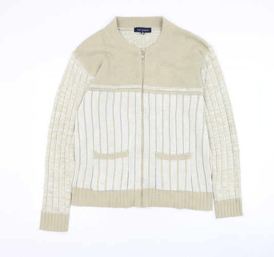 Tom Hagan Mens Brown Round Neck Acrylic Full Zip Jumper Size L